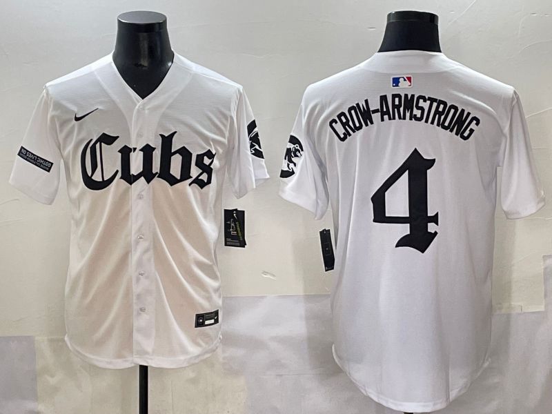 Men 2025 Chicago Cubs 4 Crow-Armstrong White Five generations Joint Name Nike MLB Jersey style 14